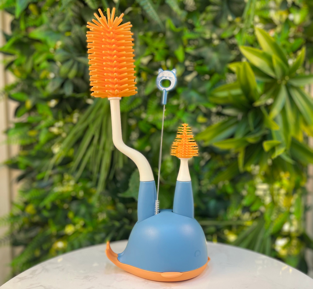 Kit de Cepillos Limpiadores para Biberones y Chupones - Ballena Amigable
