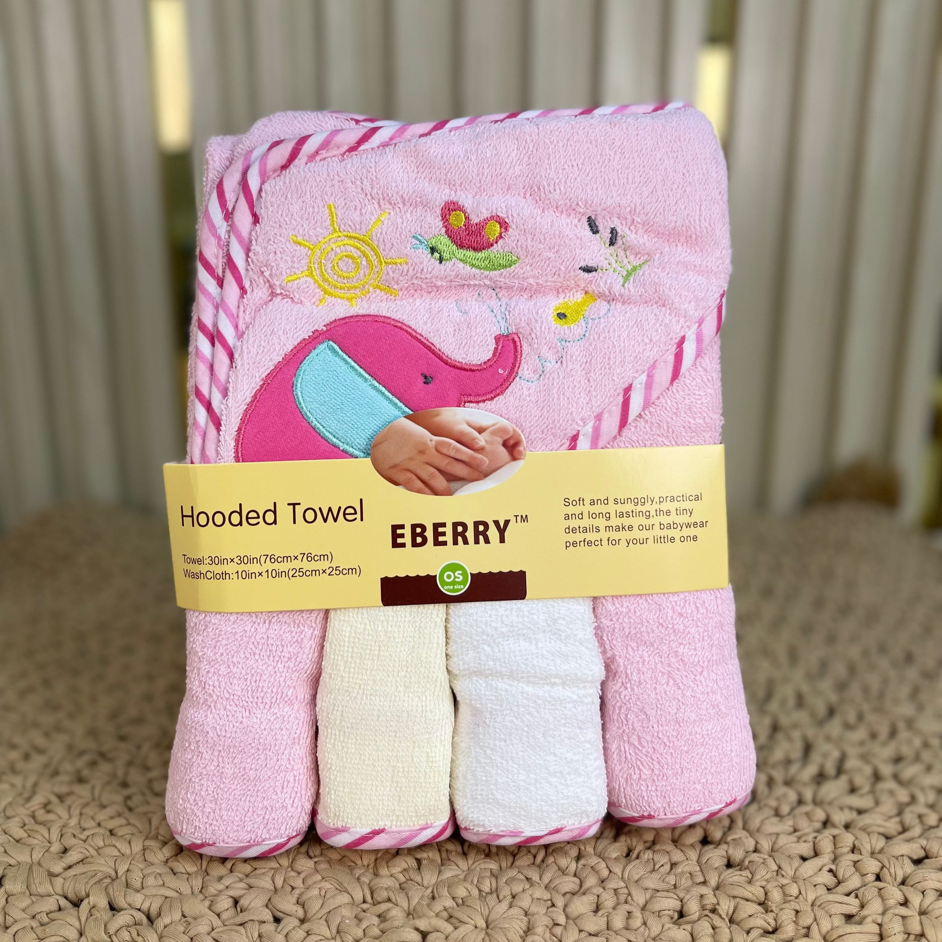 Set de Toallas con Capucha y Baberos para Bebé EBERRY - Suavidad y Diversión a la Hora del Baño