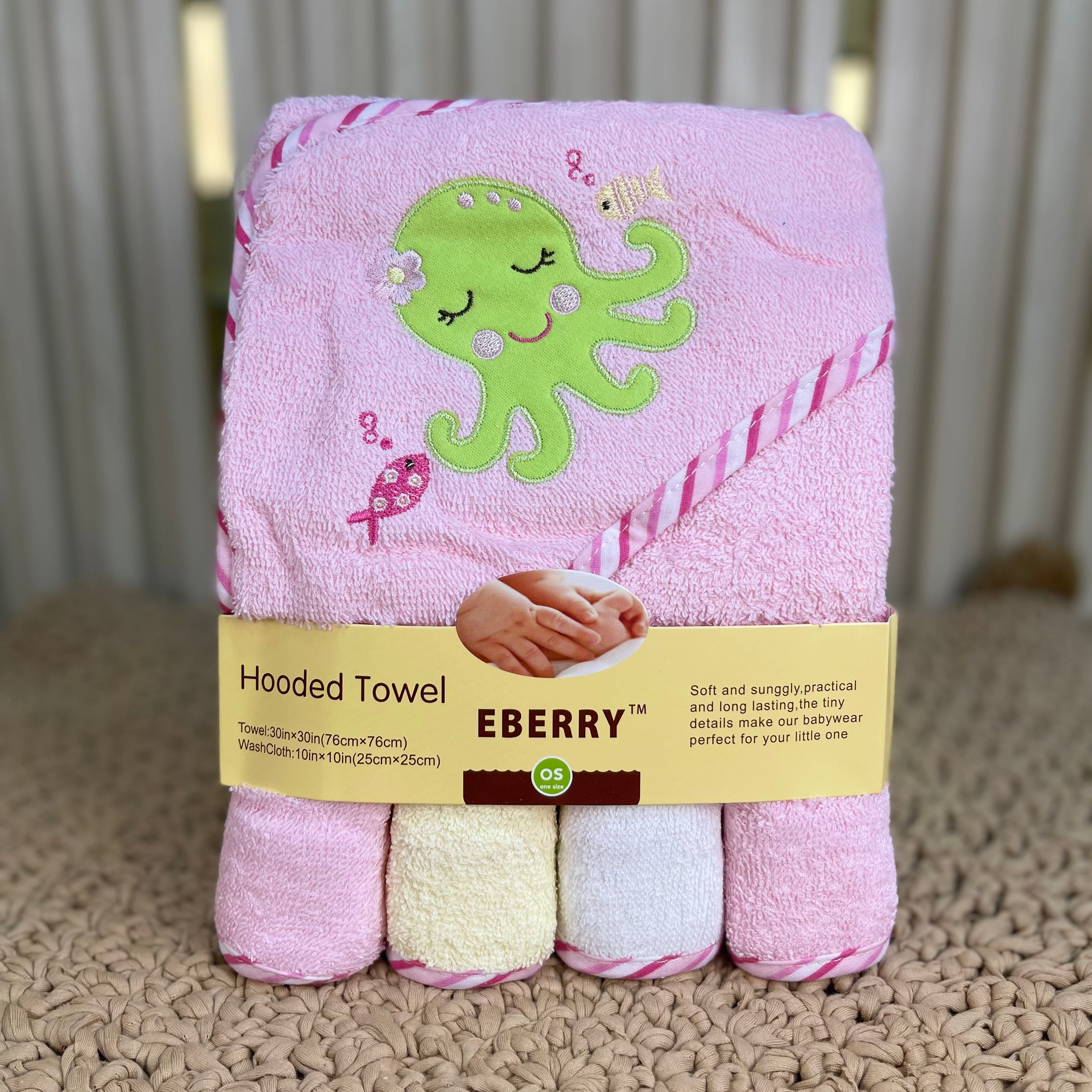 Set de Toallas con Capucha y Baberos para Bebé EBERRY - Suavidad y Diversión a la Hora del Baño