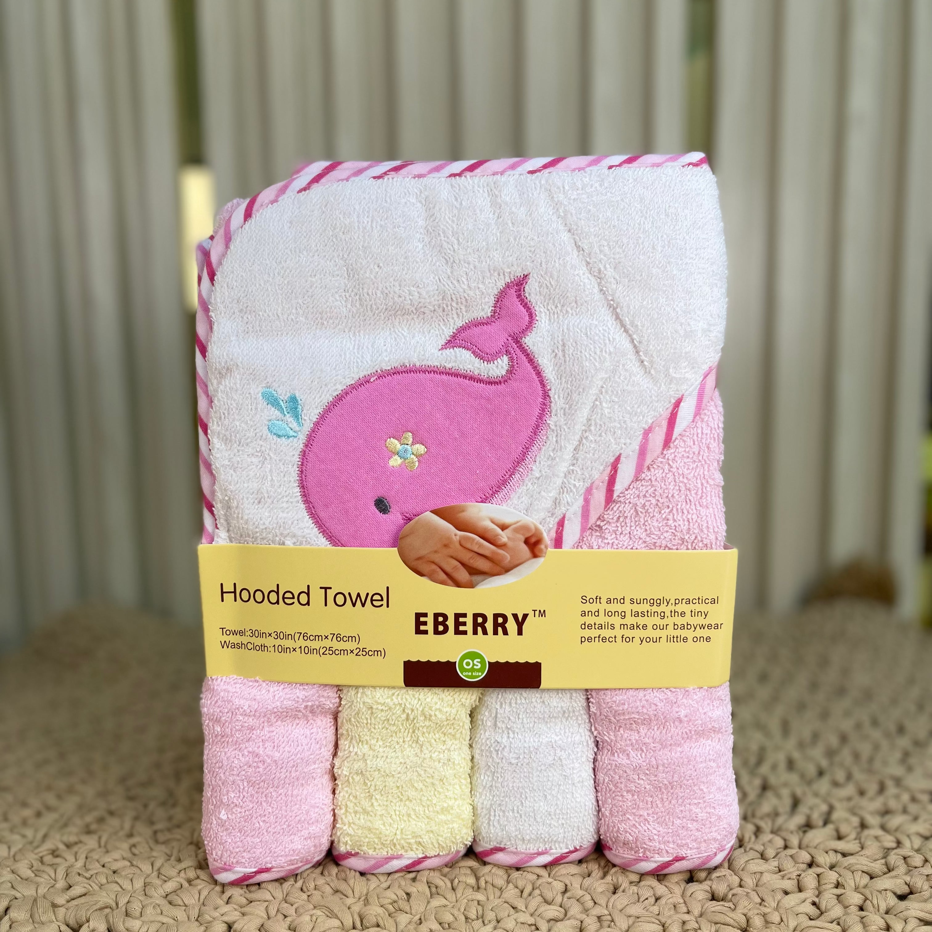 Set de Toallas con Capucha y Baberos para Bebé EBERRY - Suavidad y Diversión a la Hora del Baño