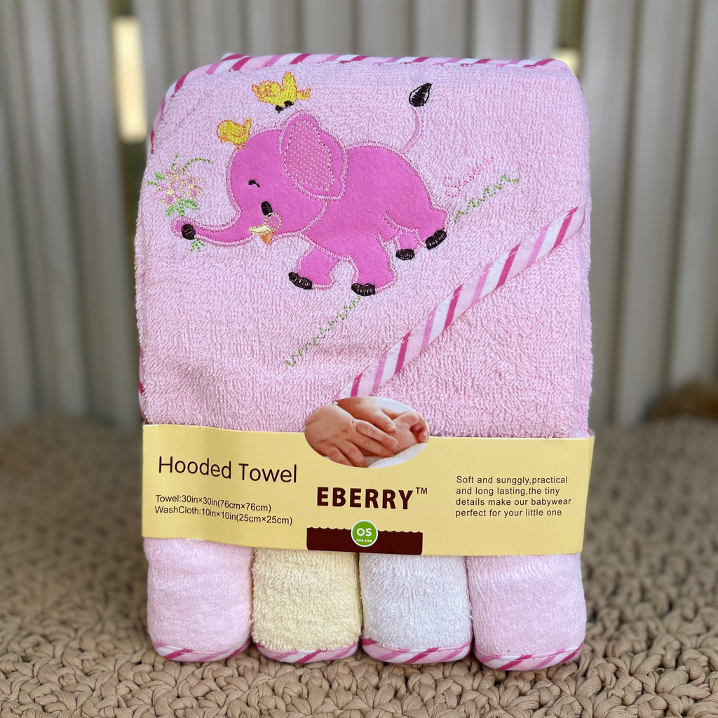 Set de Toallas con Capucha y Baberos para Bebé EBERRY - Suavidad y Diversión a la Hora del Baño