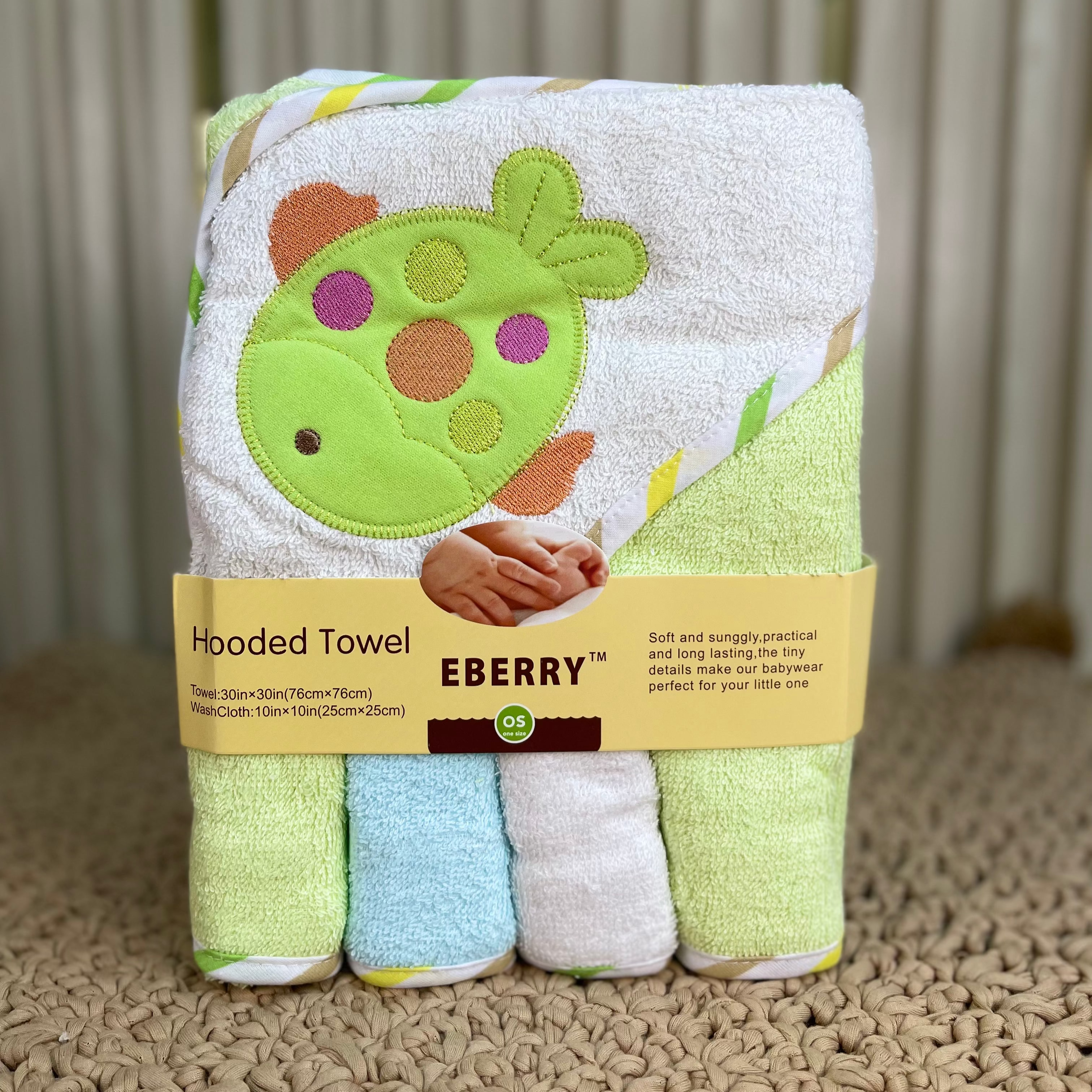 Set de Toallas con Capucha y Baberos para Bebé EBERRY - Suavidad y Diversión a la Hora del Baño