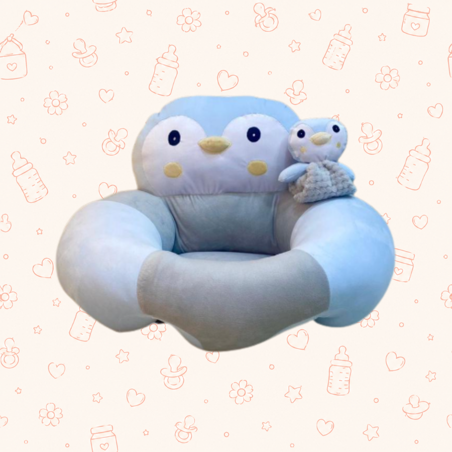 Asiento estabilizador ems pinguino azul con gris ojitos abiertos