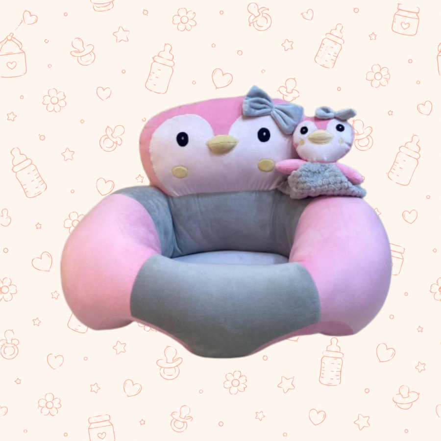 Asiento estabilizador ems pinguino rosado con gris ojitos abiertos