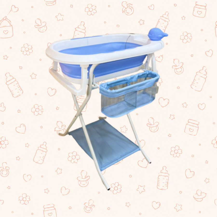 Bañera de pie azul