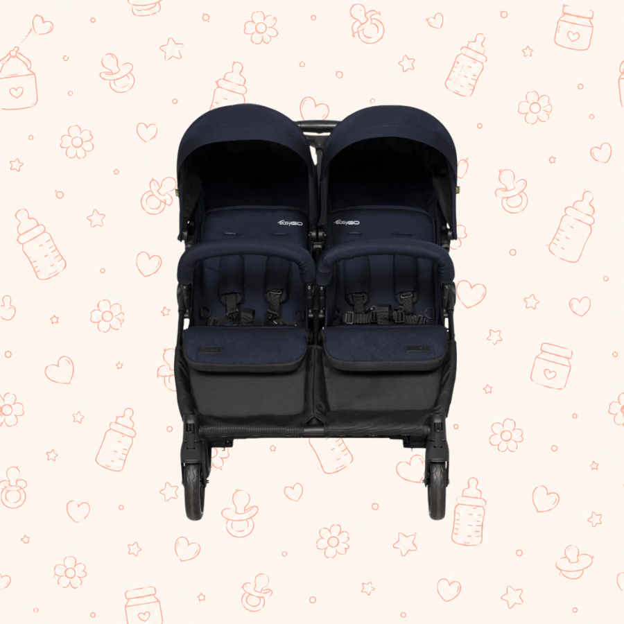 Coche paseador gemelar T10 negro